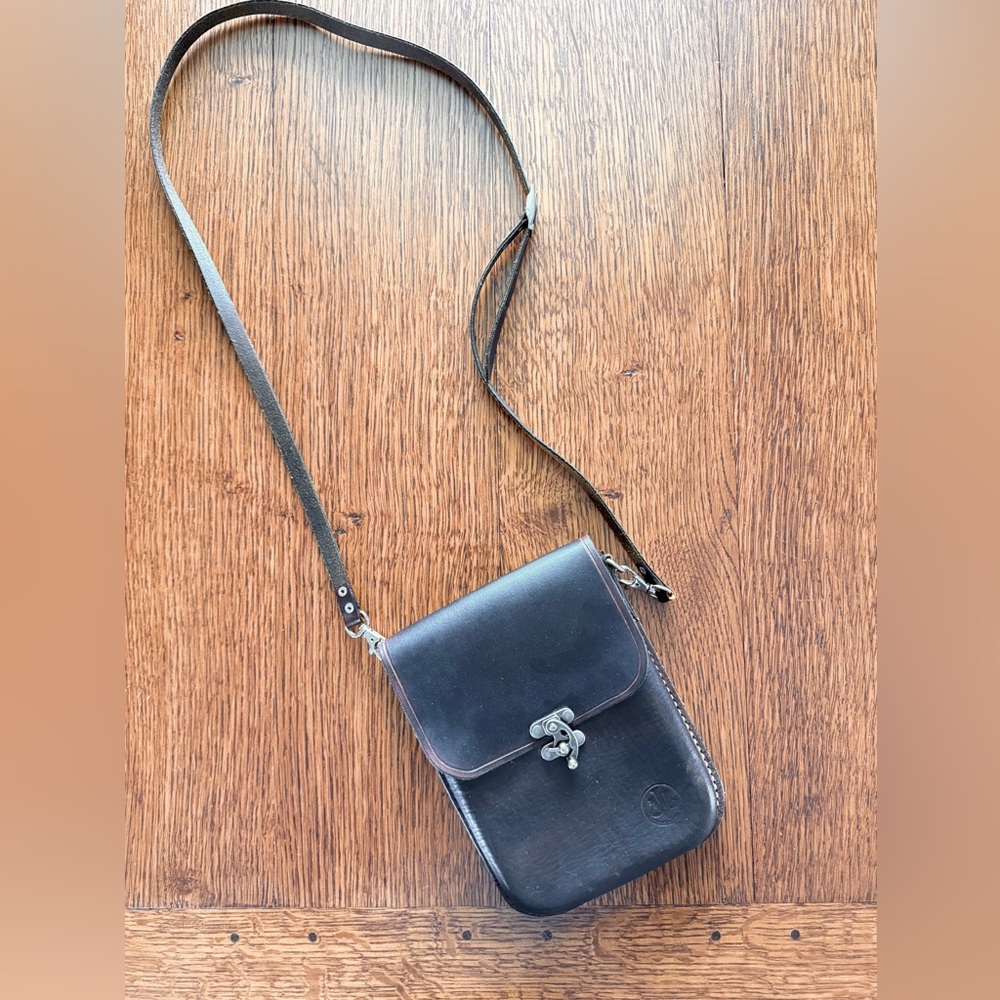 **SOLD Dark Brown Handmade Leather Phone Small Crossbody Bag